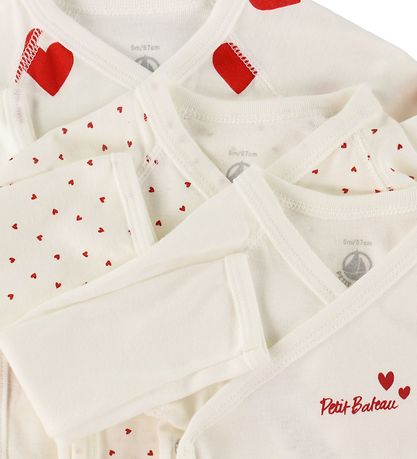 Petit Bateau Body l/æ - 3-pak - Hvid m. Hjerter