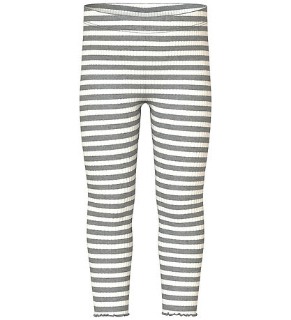 Name It Leggins - Rib - NmfVemma - Grey Melange/Cloud Dancer