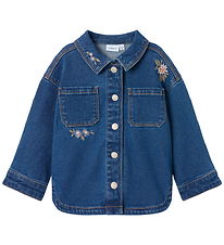 Name It Denimjakke - NmfKara - Dark Blue Denim/Flower Name It Denimjakke - NmfKara - Dark Blue Denim/Flower