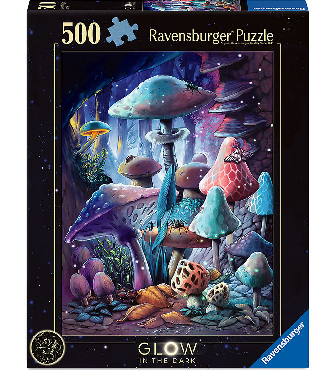 Ravensburger Puslespil - 500 Brikker - Moonlight Mushroom - Glow