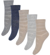 Minymo Strømper - 5-pak - Blue Nights m. Striber Minymo Strømper - 5-pak - Blue Nights m. Striber