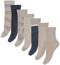 Minymo Strømper - 7-pak- Blue Nights/Beige m. Mønster Minymo Strømper - 7-pak- Blue Nights/Beige m. Mønster