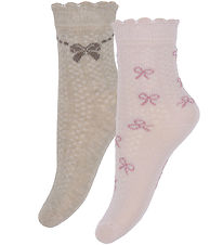 Minymo Strømper - 2-pak - Shell/beige m. Print Minymo Strømper - 2-pak - Shell/beige m. Print