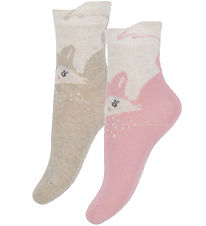Minymo Strømper - 2-pak - Wild Rose m. Dådyr Minymo Strømper - 2-pak - Wild Rose m. Dådyr