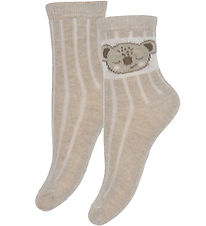 Minymo Strømper - 2-pak - Silver Mink m. Print Minymo Strømper - 2-pak - Silver Mink m. Print