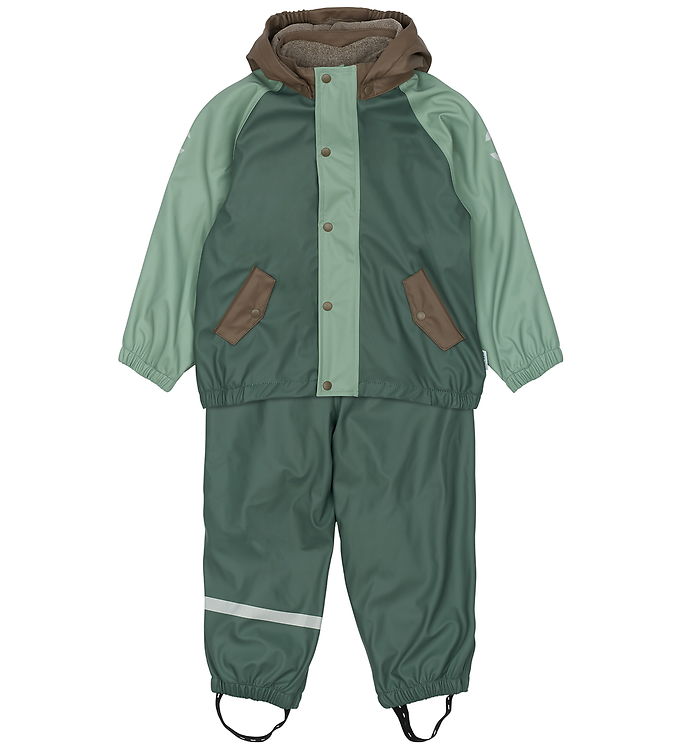 Mikk-Line Regntøj m. Fleece/Seler - PU - 3i1 - Balsam Green