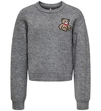 Kids Only Bluse - Strik - KogTeddy - Medium Grey Melange/Teddy Kids Only Bluse - Strik - KogTeddy - Medium Grey Melange/Teddy
