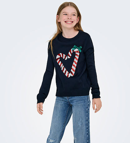 Kids Only Bluse - Strik - KogXmas - Naval Academy/Candy Heart Kids Only Bluse - Strik - KogXmas - Naval Academy/Candy Heart
