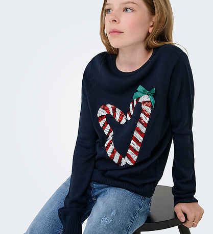 Kids Only Bluse - Strik - KogXmas - Naval Academy/Candy Heart Kids Only Bluse - Strik - KogXmas - Naval Academy/Candy Heart