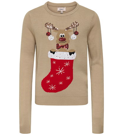 Kids Only Bluse - Strik - KogXmas - Humus/Christmas Sock Kids Only Bluse - Strik - KogXmas - Humus/Christmas Sock