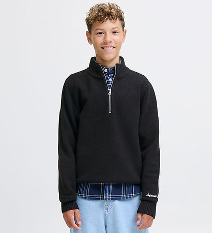 Jack & Jones Bluse - Strik - Half Zip - JorNorrebro - Black Jack & Jones Bluse - Strik - Half Zip - JorNorrebro - Black