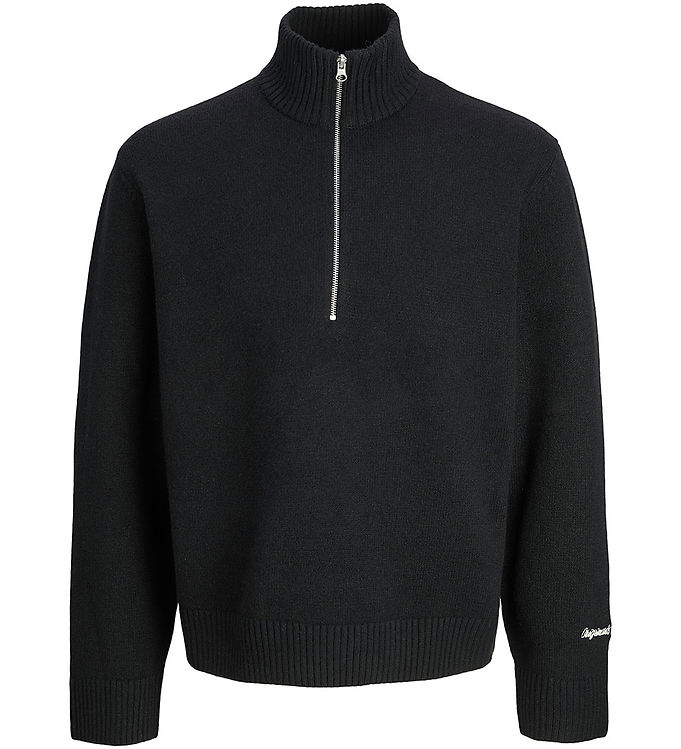 Jack & Jones Bluse - Strik - Half Zip - JorNorrebro - Black