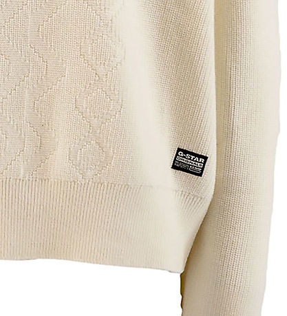G-Star RAW Bluse -  Uld/Bomuld - Cropped - Milk