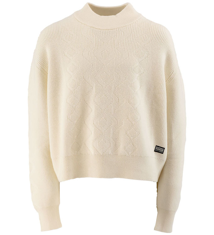 G-Star RAW Bluse - Uld/Bomuld - Cropped - Milk