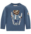 Moncler Bluse - Uld - Medium Blue m. Bamse Moncler Bluse - Uld - Medium Blue m. Bamse