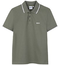 BOSS Polo - Støvet Grøn m. Hvid