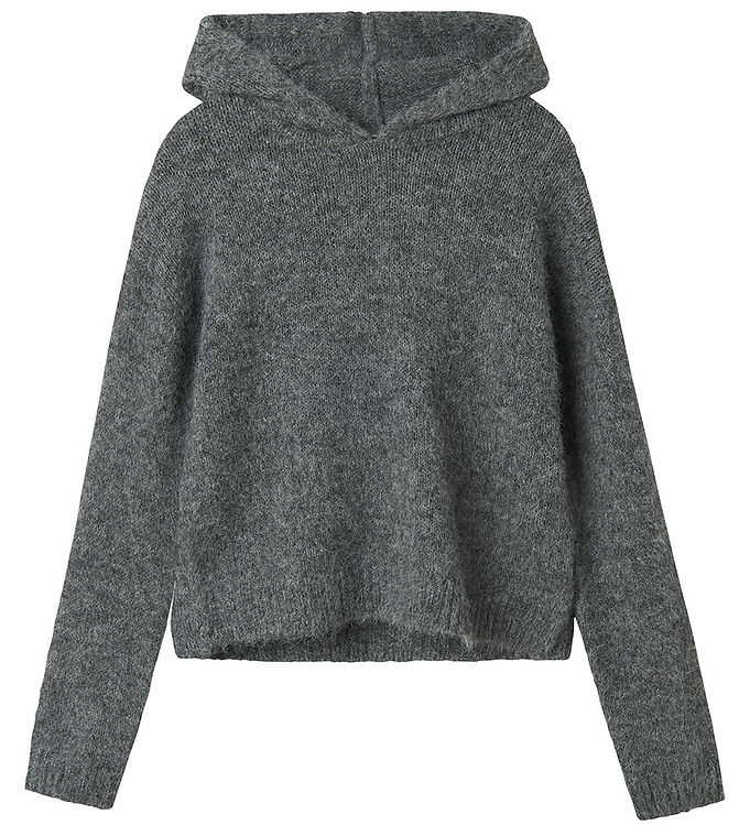 LMTD Hættetrøje - Strik - NlfNulo - Dark Grey Melange
