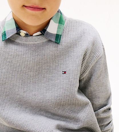 Tommy Hilfiger Bluse - Strik - Lysegråmeleret Tommy Hilfiger Bluse - Strik - Lysegråmeleret