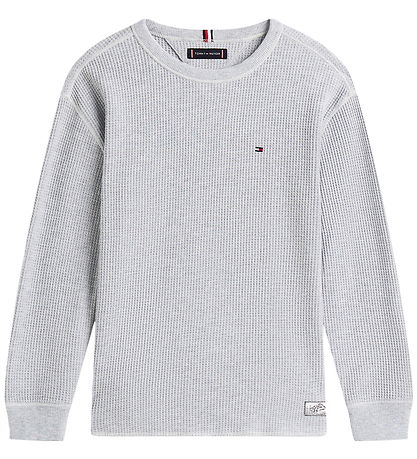 Tommy Hilfiger Bluse - Strik - Lysegråmeleret Tommy Hilfiger Bluse - Strik - Lysegråmeleret
