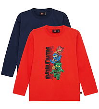 LEGO® Wear Ninjago Bluse - 2-Pak - LwTaffy - Blå/Rød LEGO® Wear Ninjago Bluse - 2-Pak - LwTaffy - Blå/Rød