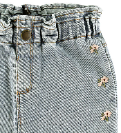 Lil Atelier Nederdel - NmfDarlee - Medium Blue Denim/Flower Emb Lil Atelier Nederdel - NmfDarlee - Medium Blue Denim/Flower Emb