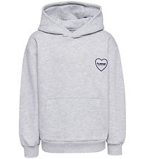 Hummel Hættetrøje - HmlJR - Heartfield - Light Grey Melange Hummel Hættetrøje - HmlJR - Heartfield - Light Grey Melange