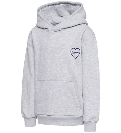 Hummel Hættetrøje - HmlJR - Heartfield - Light Grey Melange Hummel Hættetrøje - HmlJR - Heartfield - Light Grey Melange