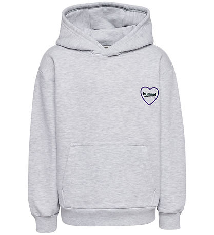 Hummel Hættetrøje - HmlJR - Heartfield - Light Grey Melange Hummel Hættetrøje - HmlJR - Heartfield - Light Grey Melange