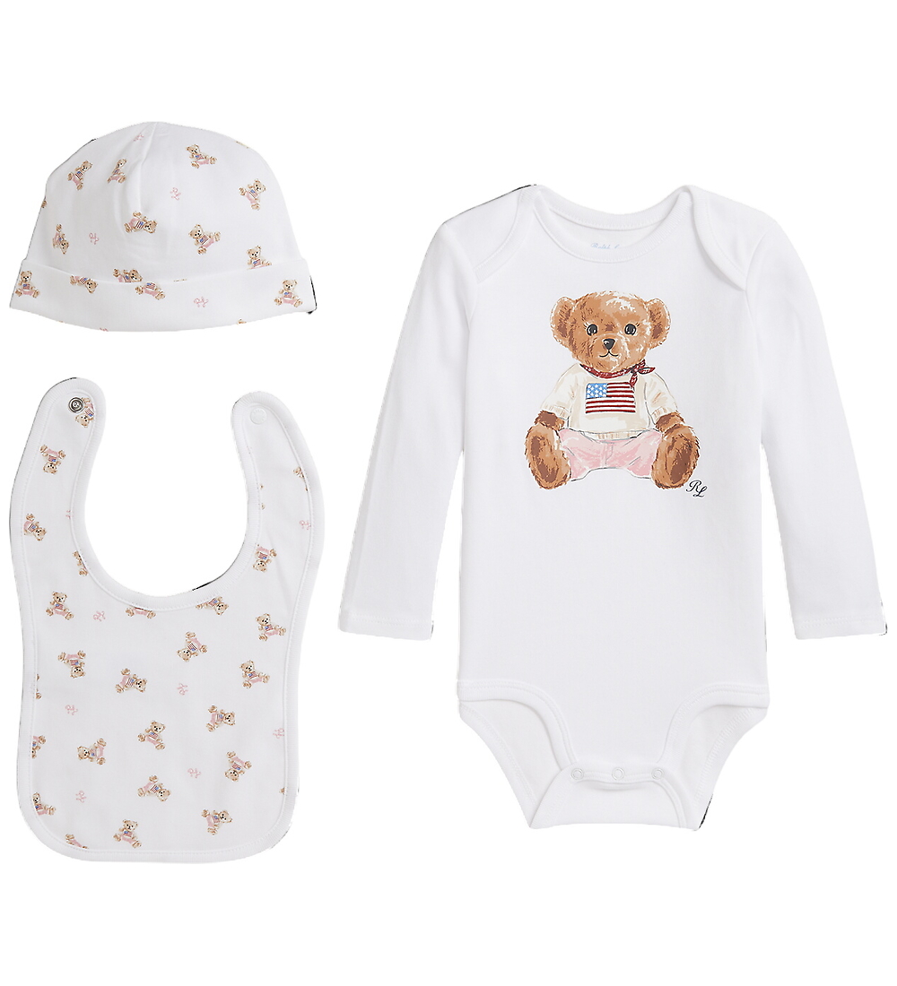 Polo Ralph Lauren Geschenkbox - Babylätzchen/Mütze/Body l/ä - We - Polo Ralph Lauren - 50 - Body L/Ä