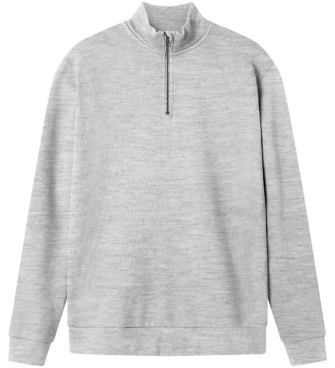 LMTD Sweatshirt - Noos - NlnNizu - Halv Lynlås - Light Grey Mela