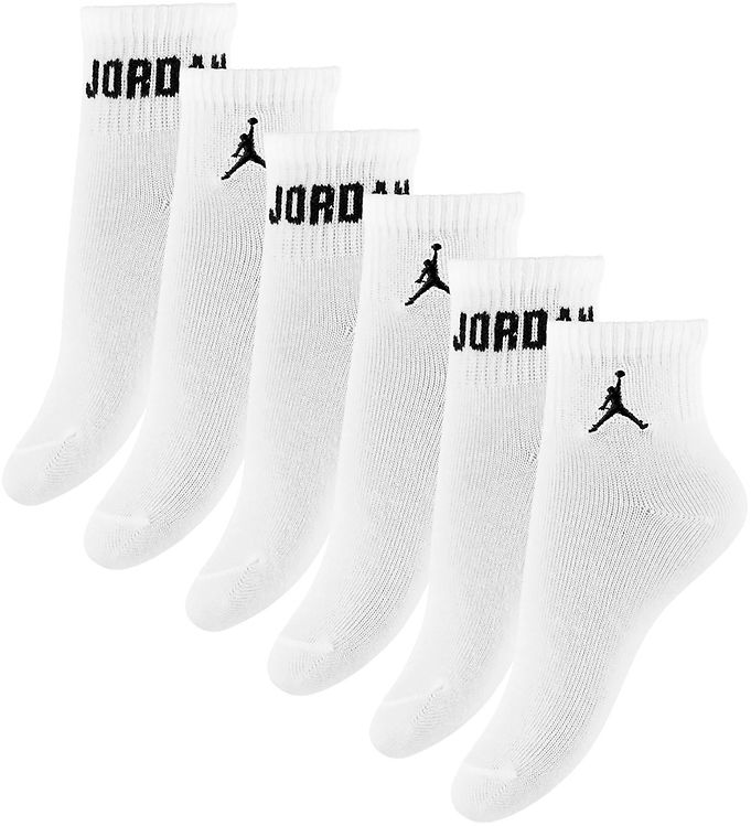 Jordan Ankelstrømper - 6-pak - Hvid m. Sort