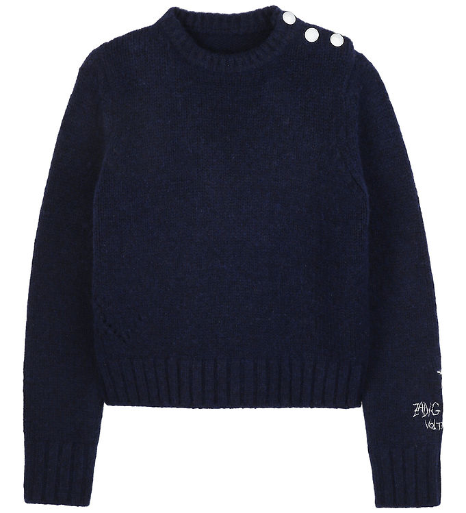 Zadig & Voltaire Bluse - Malta - Uld/Polyamid - Night m. Knapper