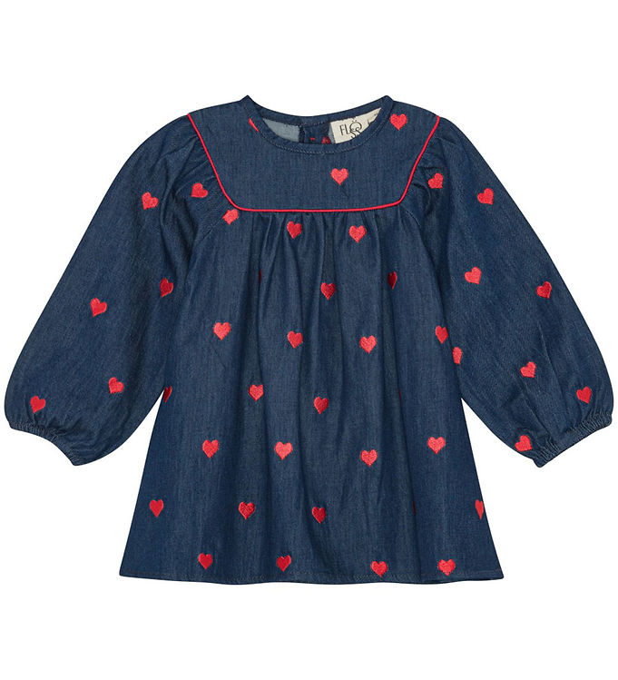 Flöss Kjole - Denim - Amee - Mid Blue Heart