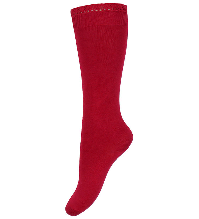 Condor Knæstrømper m. Blondekant - Red Velvet