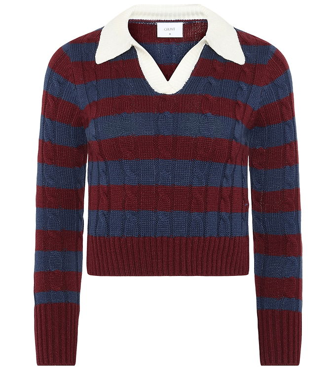 Grunt Bluse - Strik - GrBertage - Navy-Red