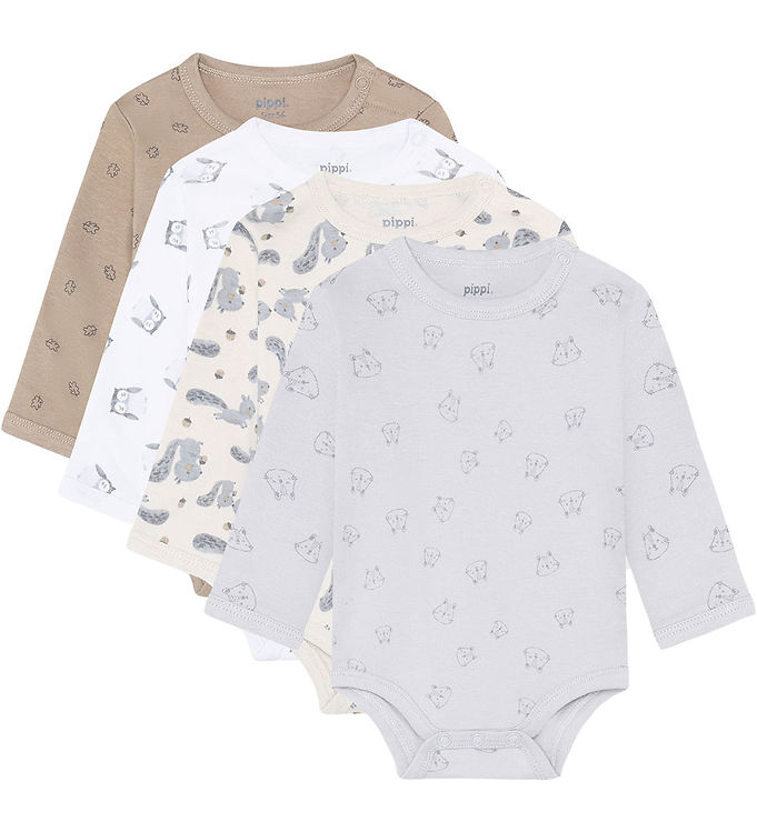 Pippi Baby Bodyer l/æ - 4-pak - Rainy Day