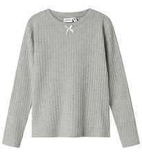 Name it Bluse - Rib - Polyster/Viskose - NkfOlene - Grey Melange Name it Bluse - Rib - Polyster/Viskose - NkfOlene - Grey Melange