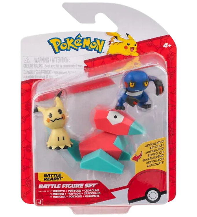 Pokémon Battle Figure 3-Pack - Mimikyu, Porygon & Croagunk Merchandise - GEEKD.dk