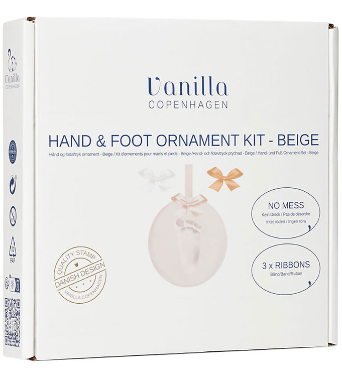 Vanilla Copenhagen - Hånd Og Fodaftryk Ler Ophæng - Beige - ø11 Cm