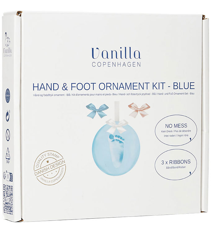 Vanilla Copenhagen - Hånd Og Fodaftryk Ler Ophæng - Blå - ø11 Cm