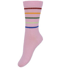 Melton Strømper - Pink Nectar m. Striber Melton Strømper - Pink Nectar m. Striber