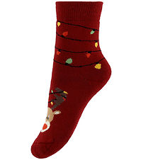 Melton Strømper - Party Reindeer - Sundried Tomato