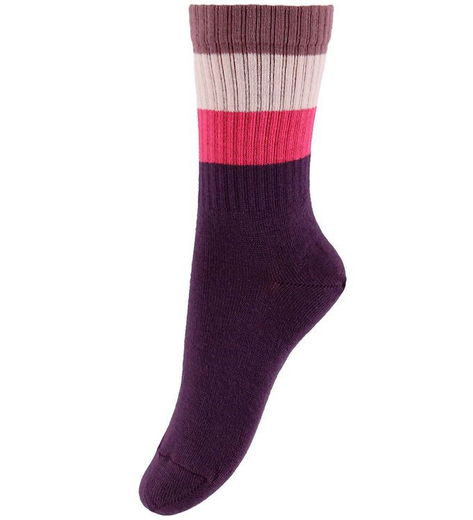 Melton Strømper - Wide Stripes - Hortensia