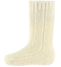 MiniPop Strømper - Uld - Rib - Skridsikker - Off White