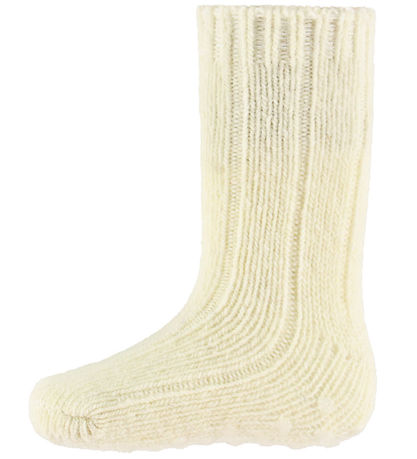 MiniPop Strømper - Uld - Rib - Skridsikker - Off White