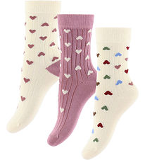 MiniPop Strømper - Bamboo - 3-Pak - Heart Mix
