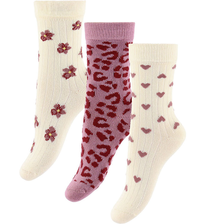 MiniPop Strømper - Bambus - 3-pak - Autumn Anemone mix