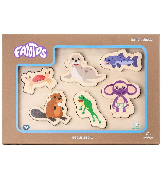Fantorangen & Fantus Puslespil - Træ - 6 Brikker - Dyrene I Vand