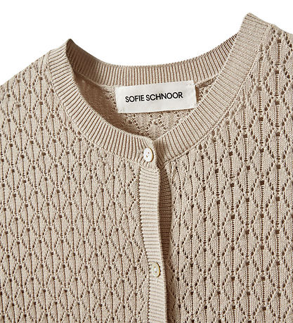 Sofie Schnoor Cardigan - Strik - CisseSY - Beige m. Hulmønster
