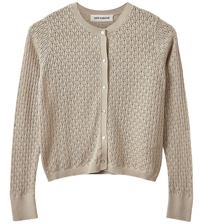 Sofie Schnoor Cardigan - Strik - CisseSY - Beige m. Hulmønster